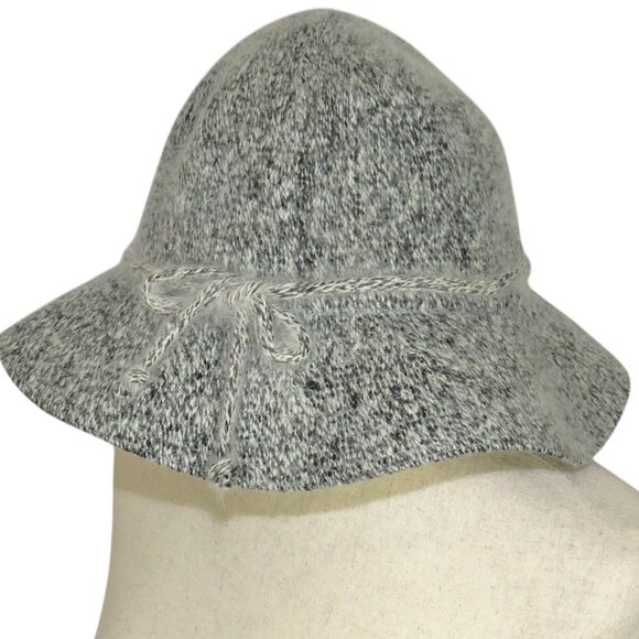 Women\'s Heather Gray Wool Look Angora Blend Chic Bow Detail Bucket Hat main image 5